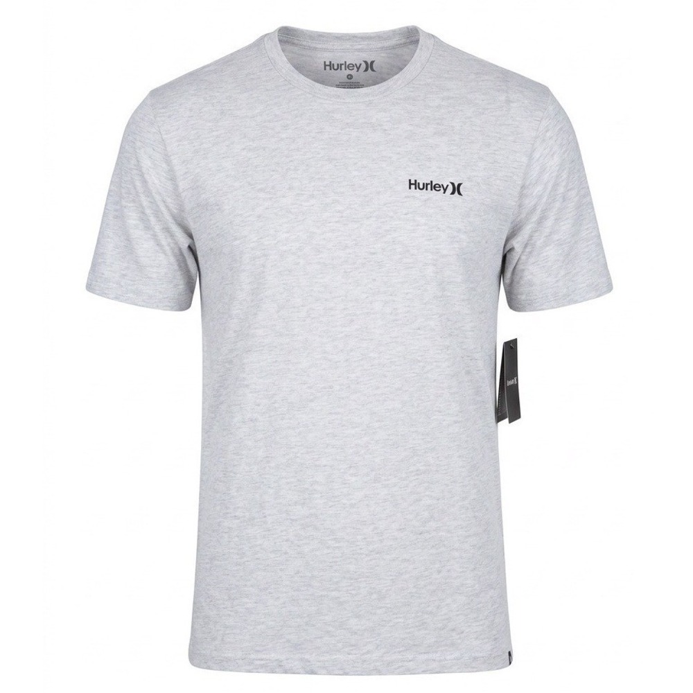 Hurley Mens One and Only SS T-Shirt Heather Grey Logo Graphic Tee Size M NEW